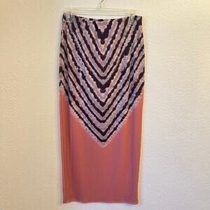 AFRM Felix Mesh Overlay Midi Skirt Small Tie-Dye Coral Festival Fitted Summer